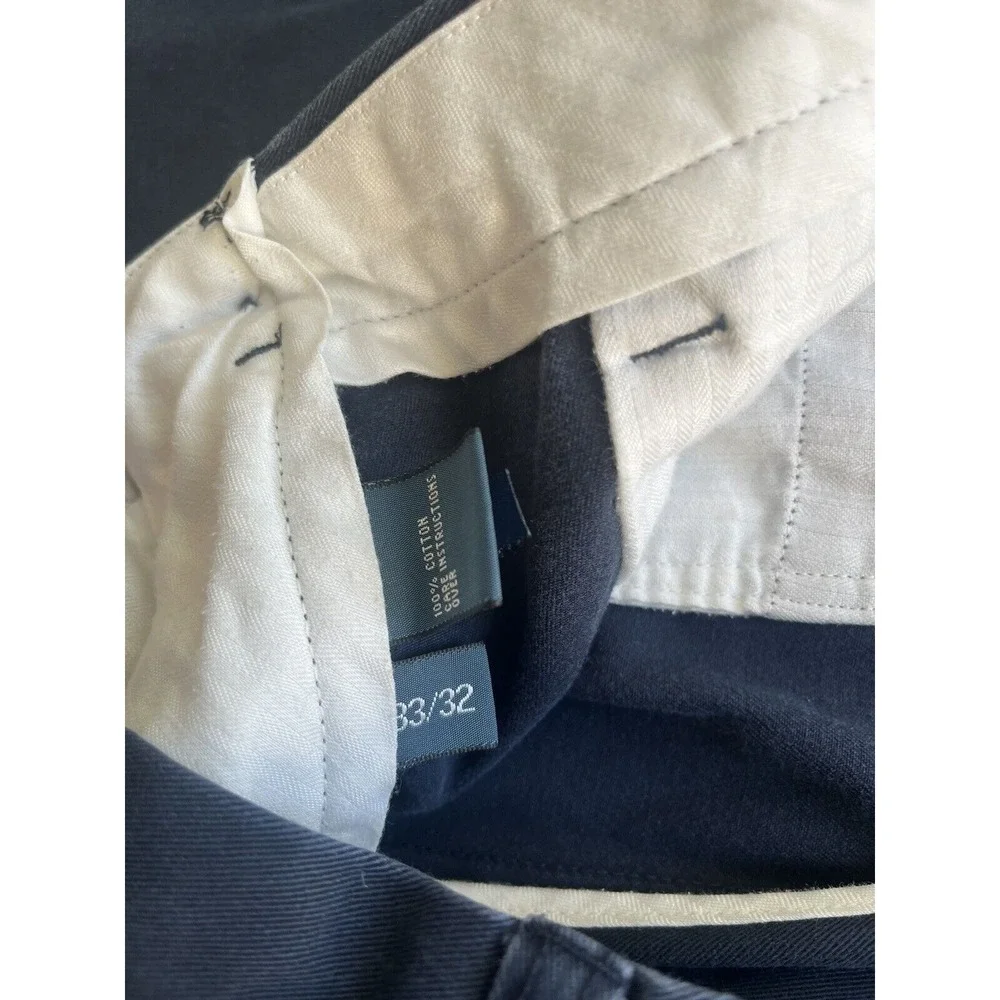 Polo Ralph Lauren Men's‎ Blue Chino Flat Pants 33/32 100% Cotton